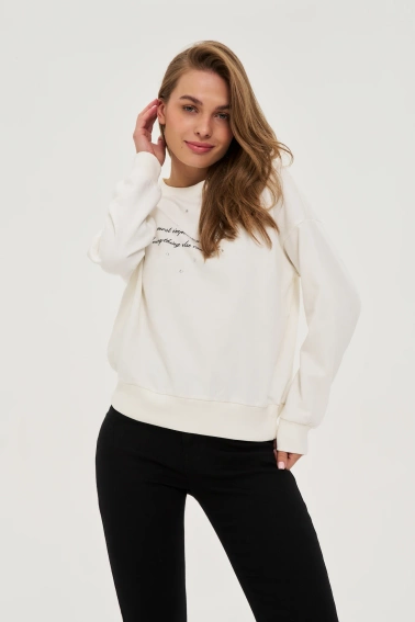 Bluza z napisem ecru