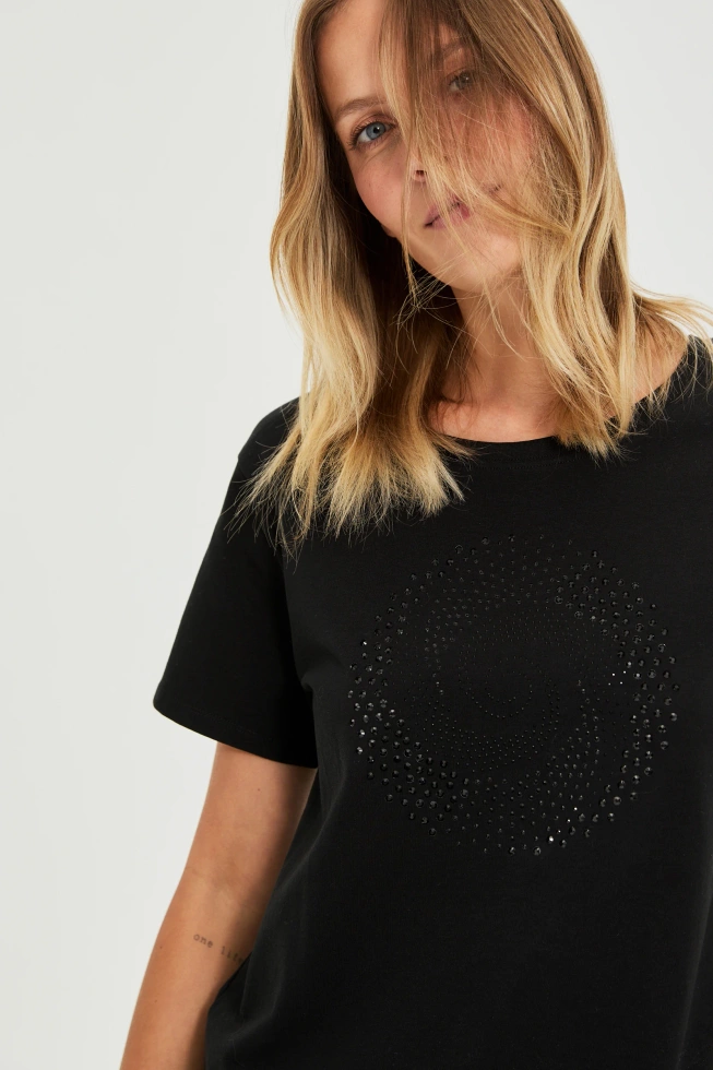 Bluzka z dżetami czarna