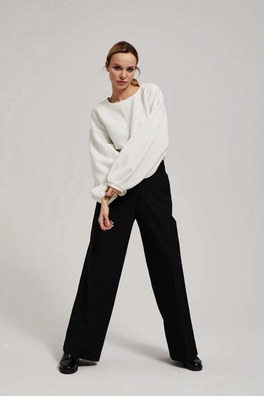 Bluza z szerokim golfem perłowa