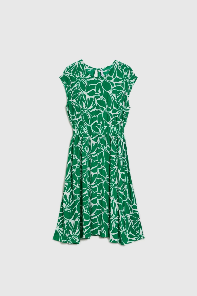 Sukienka midi z wiskozy zielona