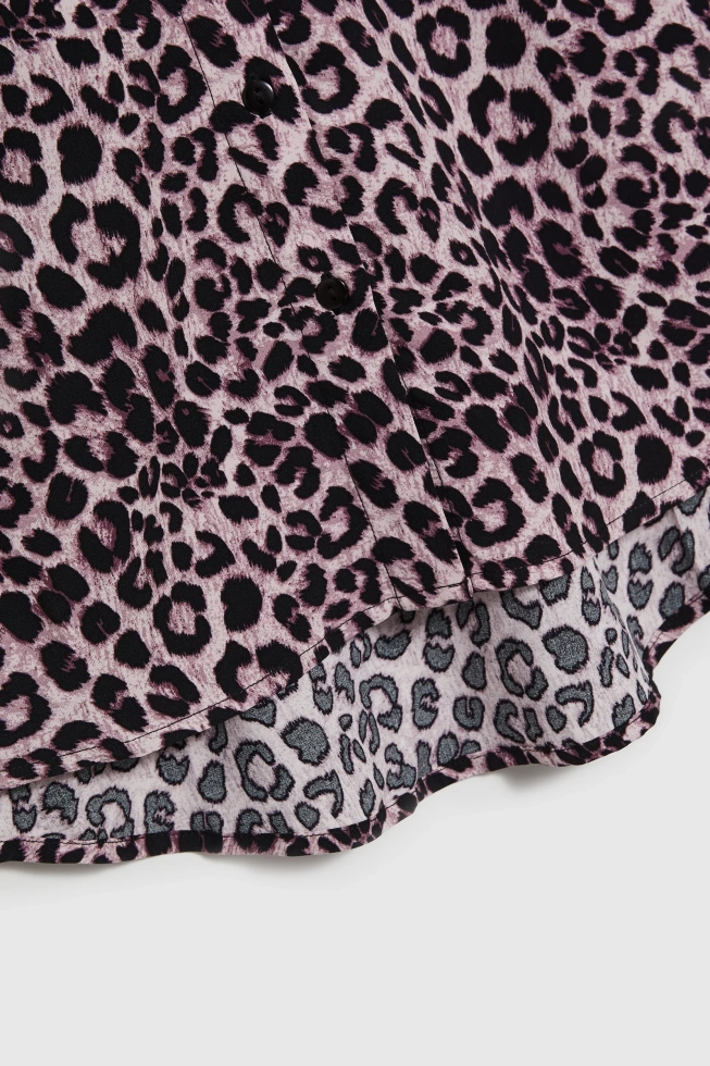 Wiskozowa koszula w panterkę różowa