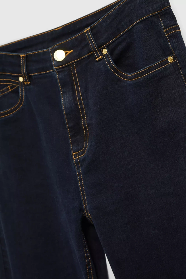 Jeansy bootcut z jasnymi przeszyciami granatowe