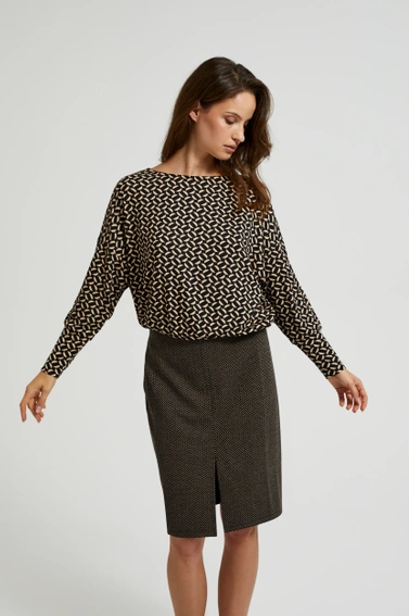 Wzorzysty sweter z długimi rękawami czarny