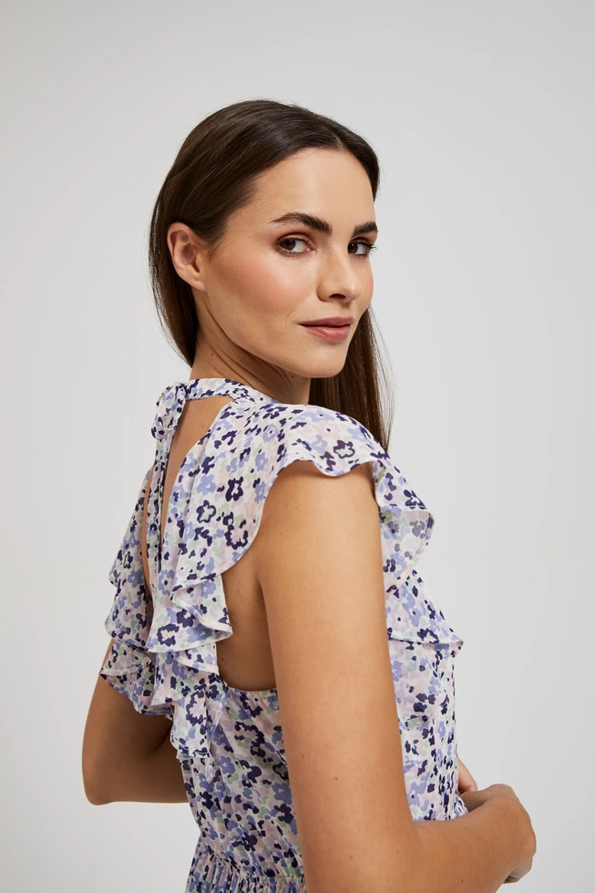 Sukienka maxi w kwiaty błękitna