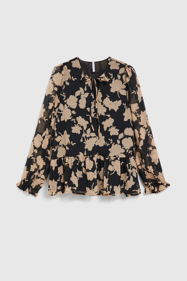 Koszula z beżowym wzorem czarna