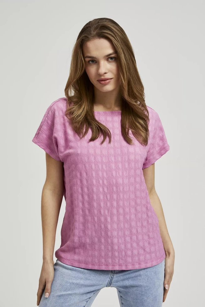 Bluzka różowa z krótkimi rękawami