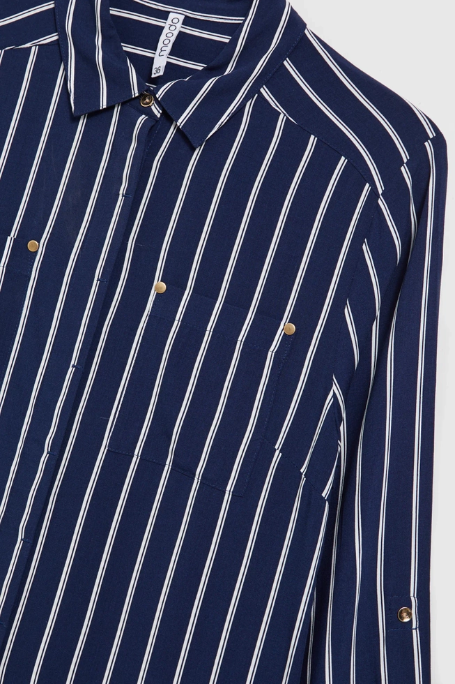 Koszula w paski z kieszeniami granatowa