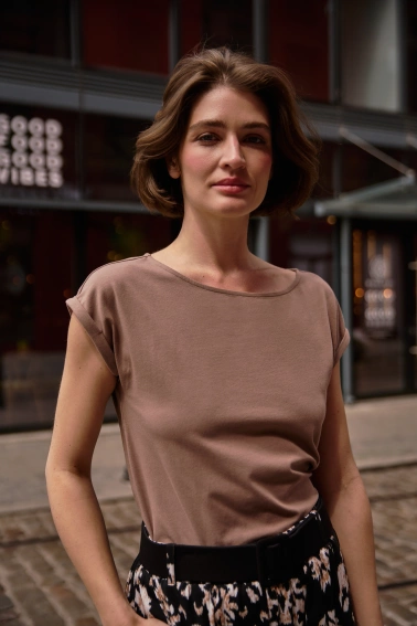 Bawełniany t-shirt beżowy