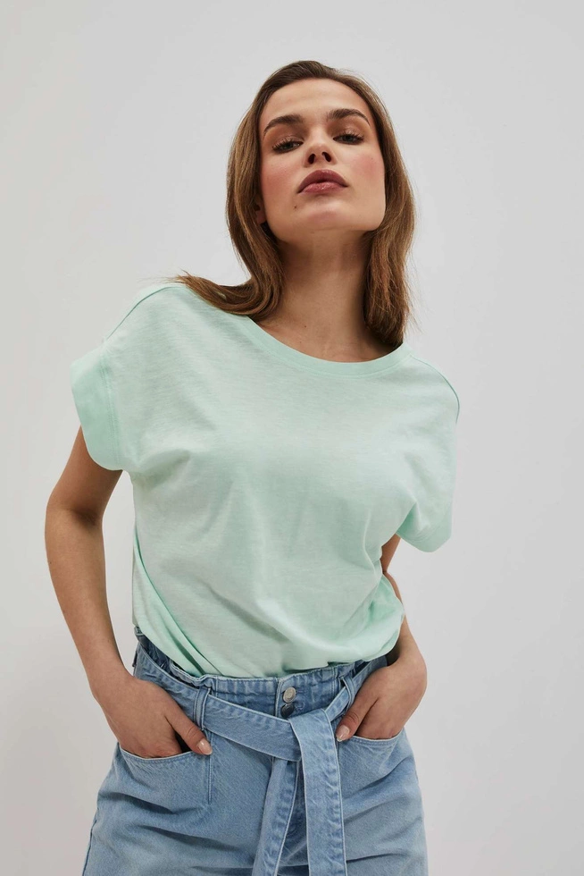 T-shirt z odkrytymi plecami miętowy