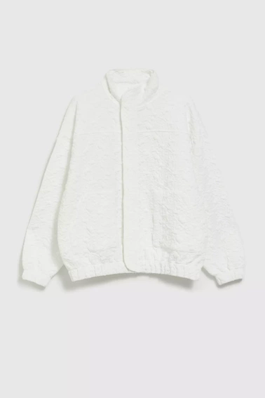 Bluza zapinana na zamek z długimi rękawami biała