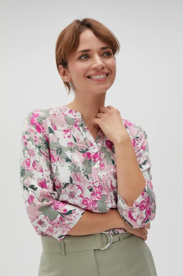 Wiskozowa koszula z kwiatowym wzorem fuksjowa