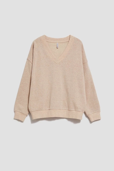 Bluza z dekoltem w serek piaskowa