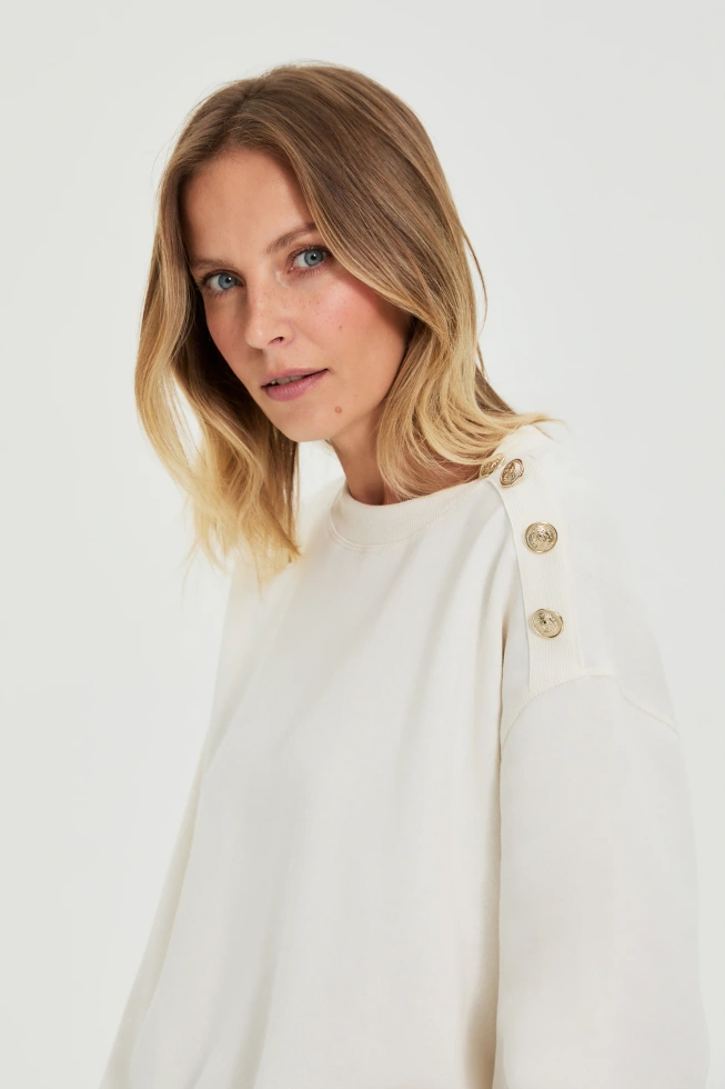 Bluza z ozdobnymi guzikami ecru