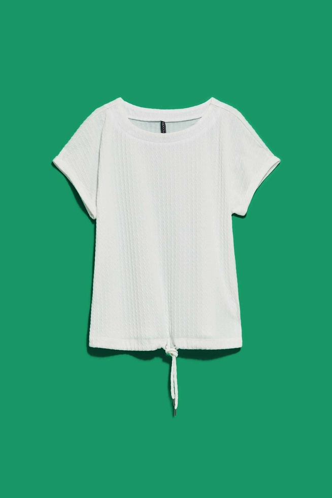 Bluzka ze strukturalnej tkaniny perłowa