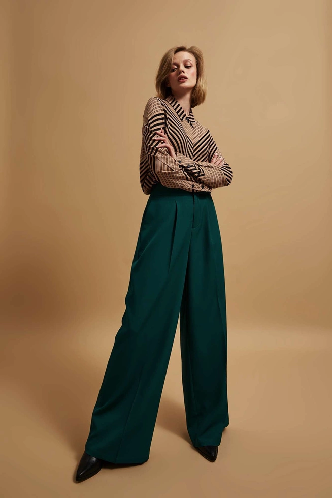 Spodnie z szerokimi nogawkami szmaragdowe