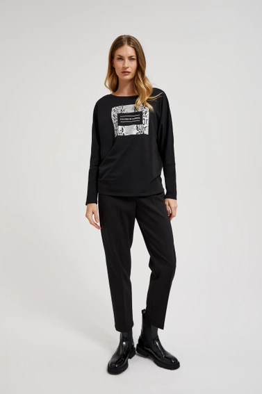 Gładkie spodnie w kant czarne 