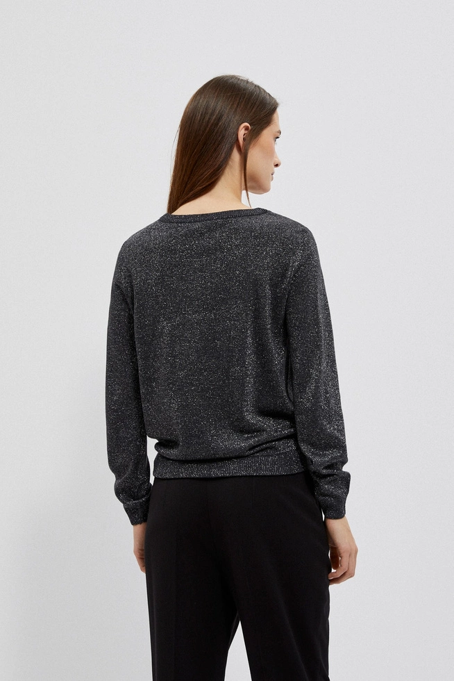 Sweter z metaliczną nitką grafitowy