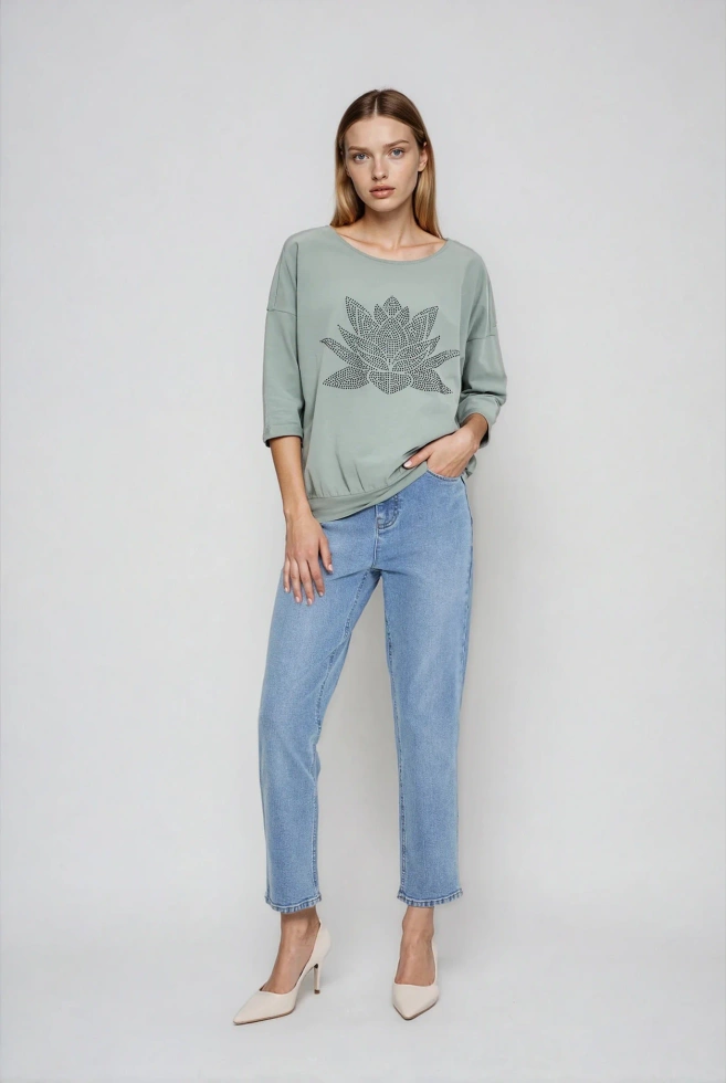 Bluza z bawełny oliwkowa