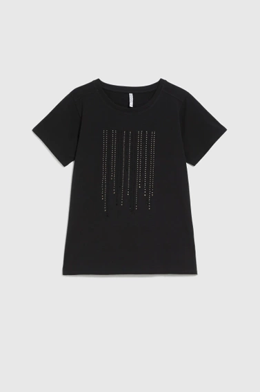 Bawełniana bluzka z dżetami czarna 