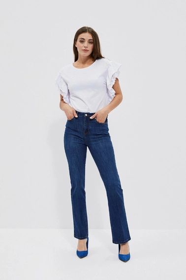 Bluzka z koronką i falbaną na krótkich rękawach biała