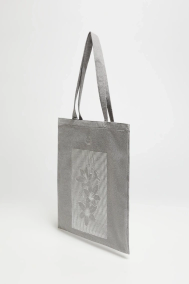 Torba shopper z nadrukiem szara