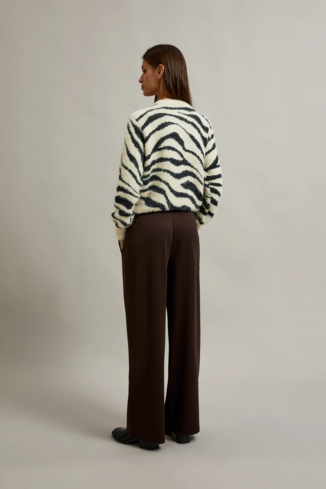 Spodnie z szerokimi nogawkami z gumą w talii brązowe