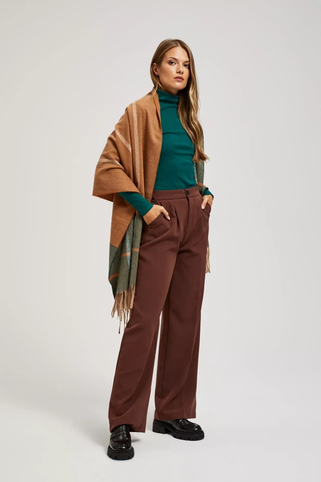 Szalik z frędzlami szmaragdowy