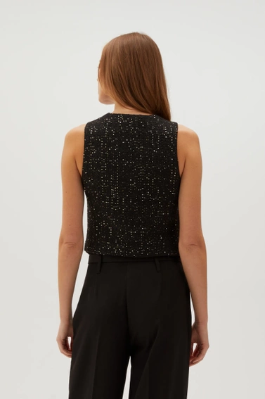 Kamizelka z ozdobym guzikiem czarna