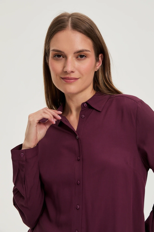 Wiskozowa koszula burgundowa