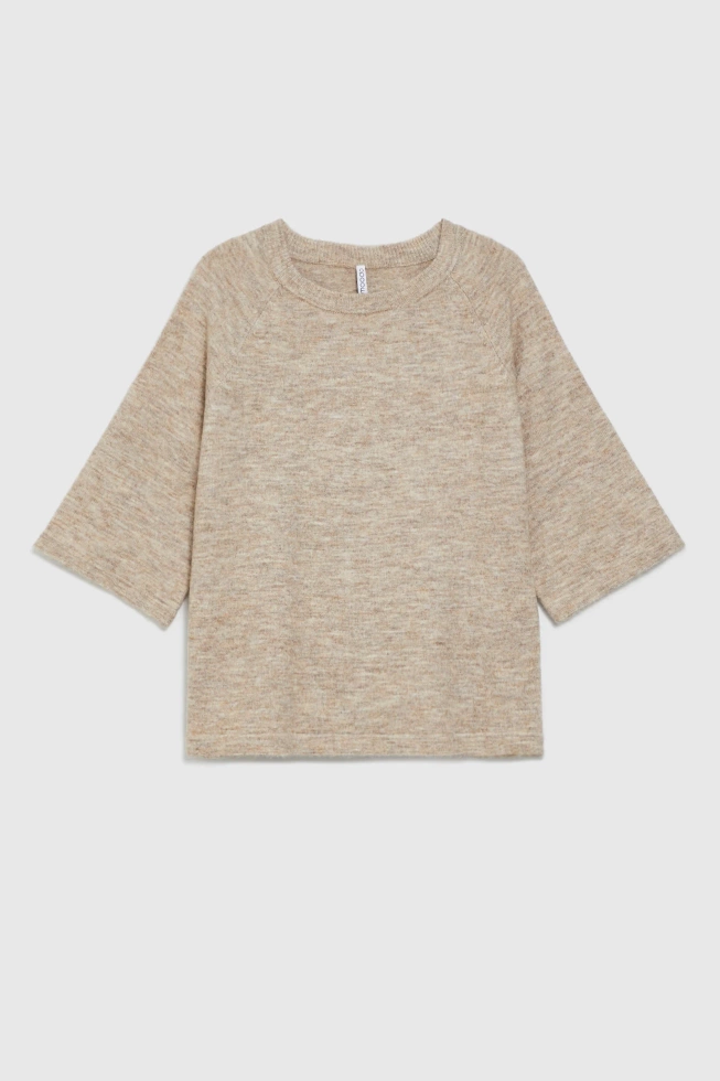 Sweter z krótkimi rękawami beżowy
