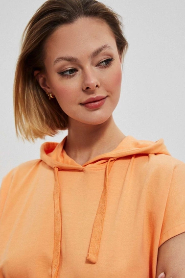 Sukienka dresowa z kapturem brzoskwiniowa