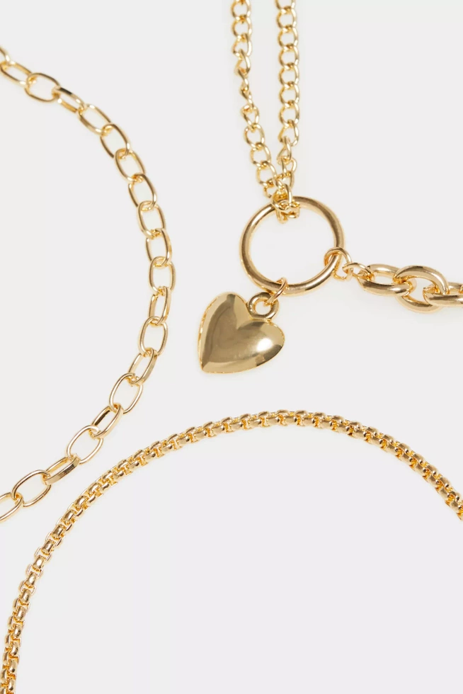 Eleganckie bransoletki - zestaw 3 sztuk w kolorze złotym