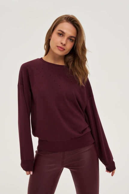 Bluza z dżetami burgundowa