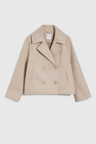 Krótki beżowy płaszcz