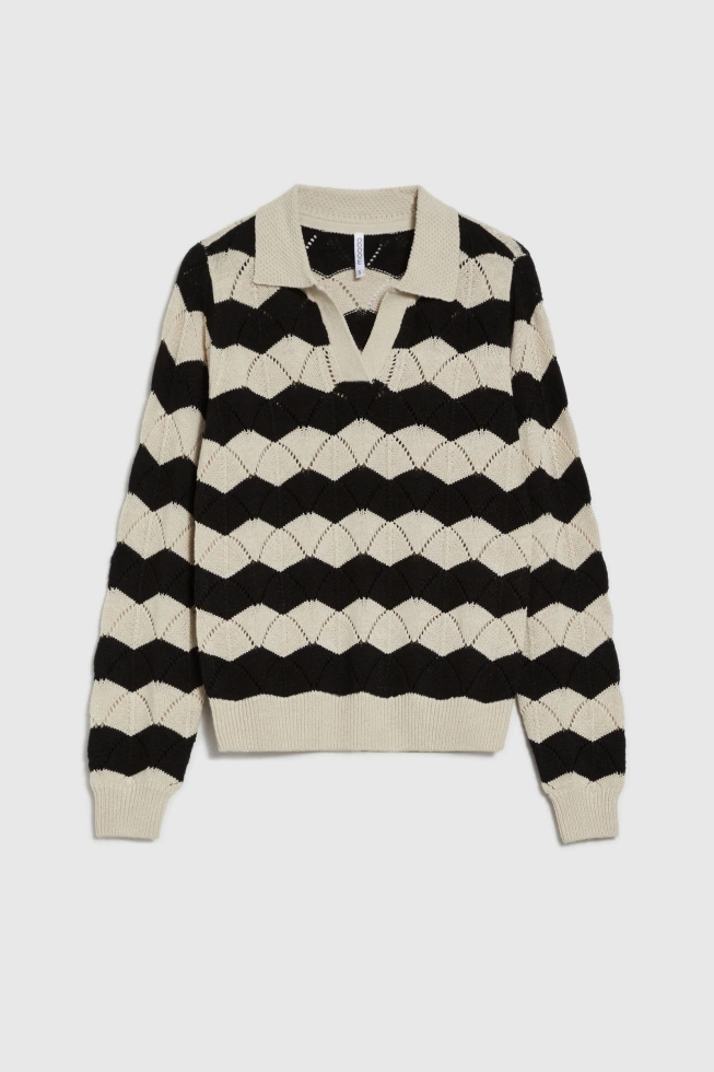 Sweter z kołnierzykiem beżowy