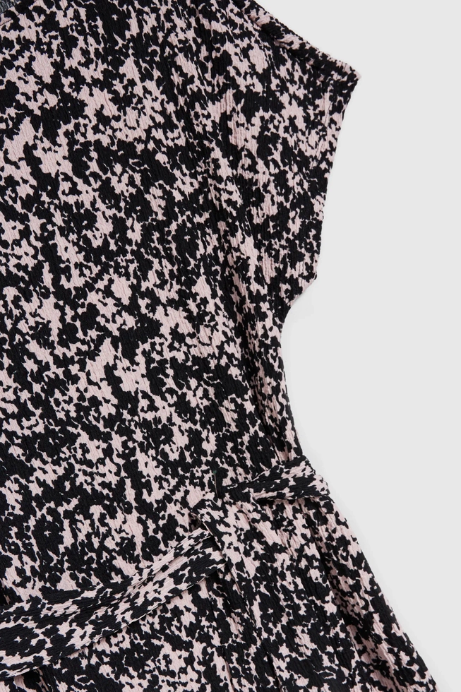Wzorzysta sukienka midi czarna damska