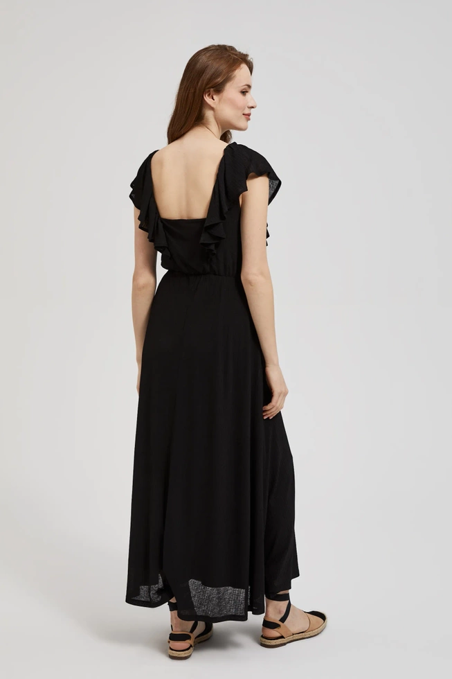 Sukienka z falbanką maxi czarna