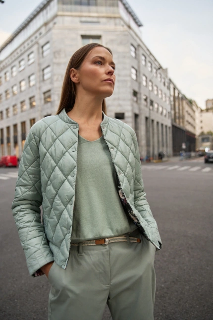 Dwustronna pikowana kurtka oliwkowa