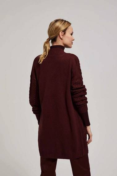 Długi kardigan kasztanowy