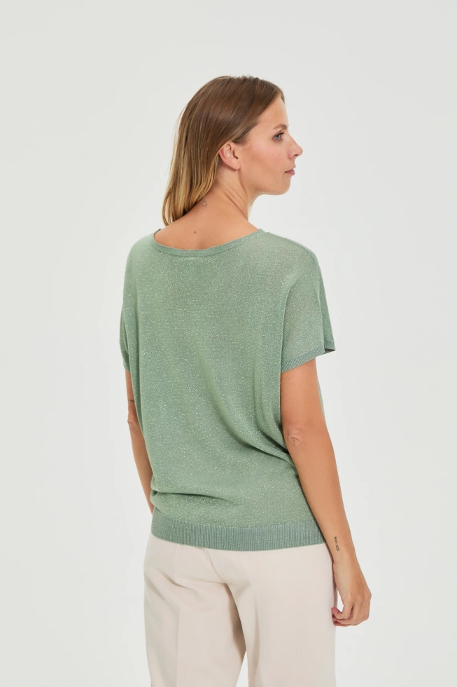 Wiskozowy sweter oliwkowy