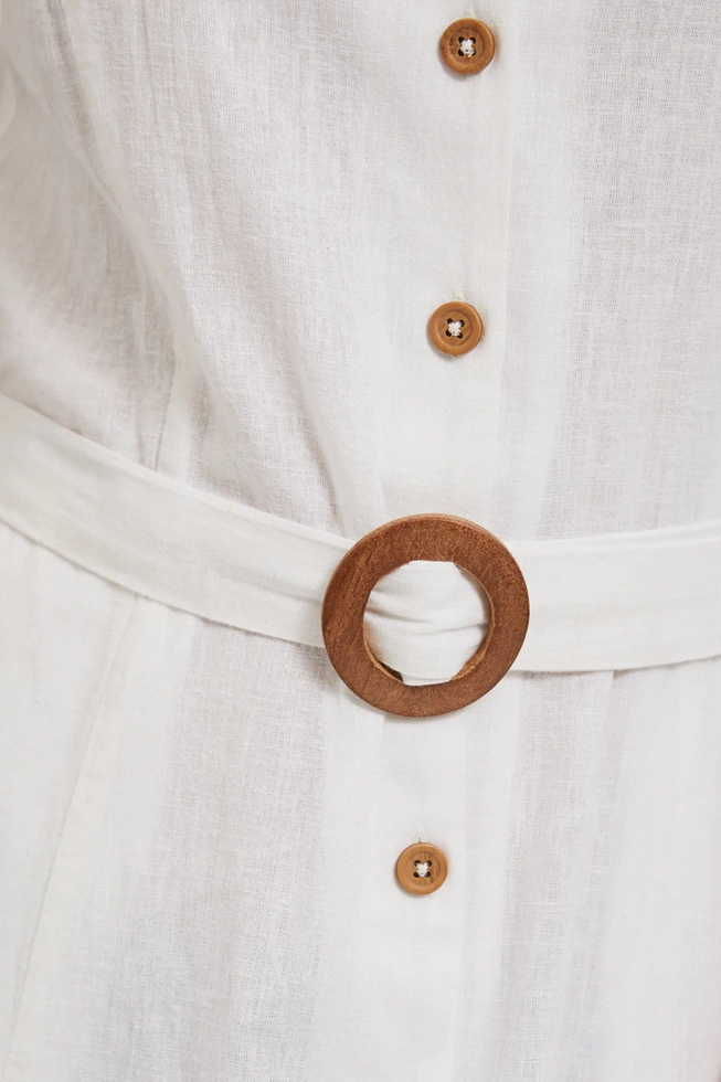 Wiskozowa sukienka z paskiemi biała