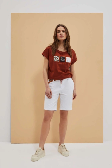 Szorty z plecionym paskiem białe