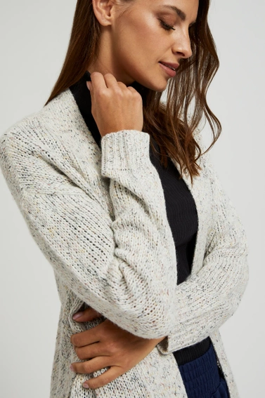 Kardigan o długość do połowy uda beżowy