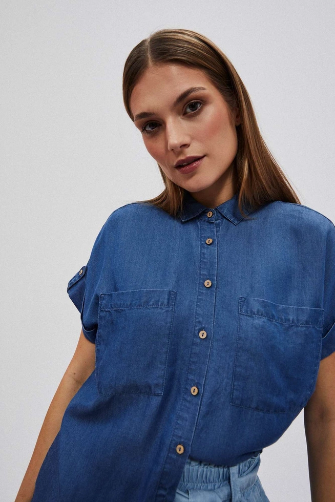 Koszula lyocell ciemnoniebieska