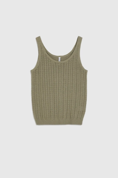 Ażurowy top oliwkowy