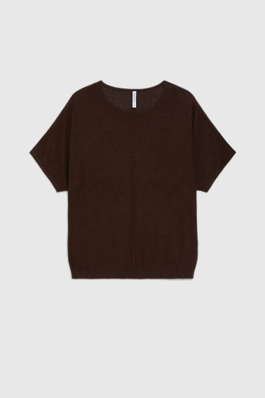 Sweter z krótkimi rękawami brązowy