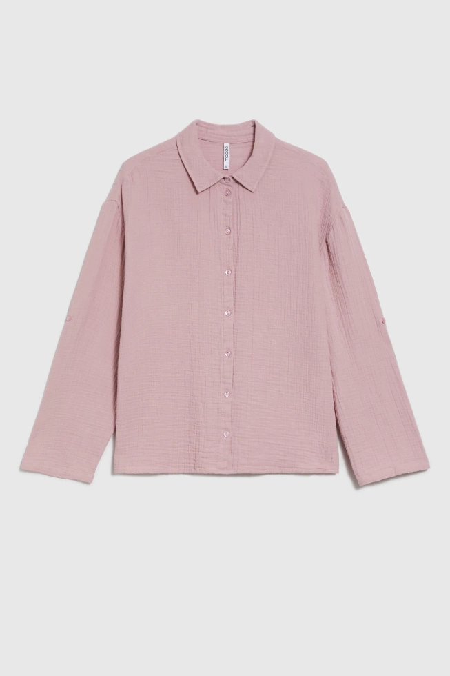 Koszula z bawełnianego muślinu różowa