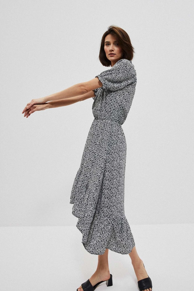 Wzorzysta sukienka z wiskozy czarna