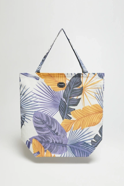 Bawełniana torba z wzorem liści biała