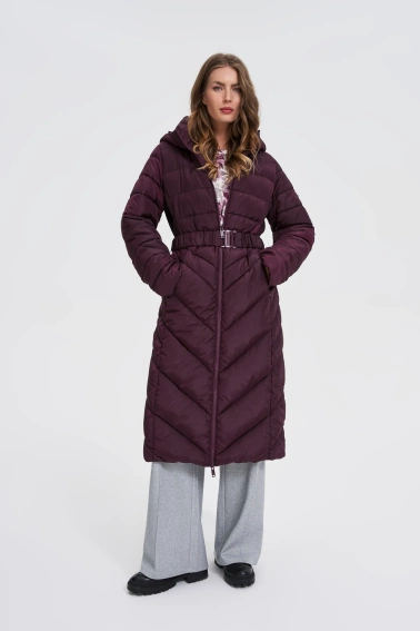 Kurtka z paskiem burgundowa